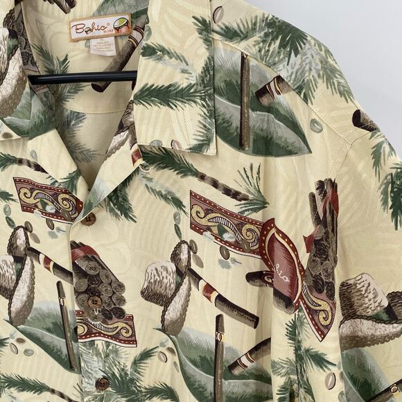 Cigar themed button down shirt 100% silk aloha Hawaiian poker XL - Picture 6 of 9